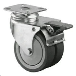 Gyors szállítás Talpas kerék 75 B120.A85.075 forgó fékes villa szürke terhelhető: 80kg(BS)