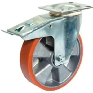 Csak ma Talpas kerék 100 L420.B90.100 forgó fékes villa barna PU terhelhető: 125kg (BS)