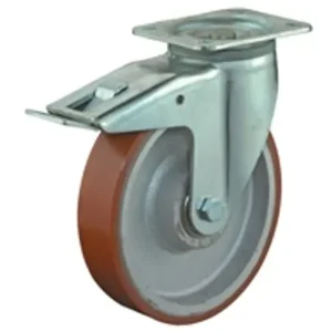 Pénzvisszafizetés Talpas kerék 100 L420.C10.100 forgó fékes villa PU barna terhelhető: 125kg (BS)