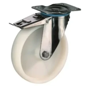 Alacsony ár Talpas kerék 125 H120.A90.125 inox forgó fékes villa fehér terhelhető:130kg (BS)