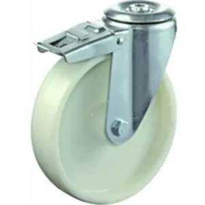 Kiváló minőség Hátfuratos kerék 100 L121.B10.100 forgó fékes villa fehér terhelhető: 125kg (BS)