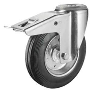 Kiárusítás Hátfuratos kerék 100 L121.B55.100 forgó fékes villa fekete terhelhető: 70kg (BS)