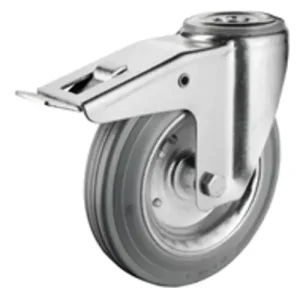 Biztonságos fizetés Hátfuratos kerék 125 L121.B56.125 forgó fékes villa szürke terh: 100kg (BS)