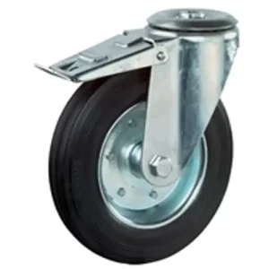 Hátfuratos kerék 80 L121.B55.080 forgó fékes villa fekete terhelhető 50kg (BS) Újdonság