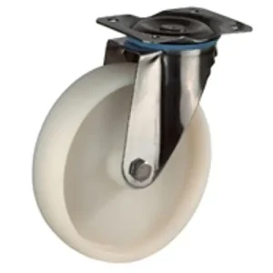 Csak ma Talpas kerék 100 H100.A90.100 inox forgó villa fehér PU terhelhető: 130kg (BS)