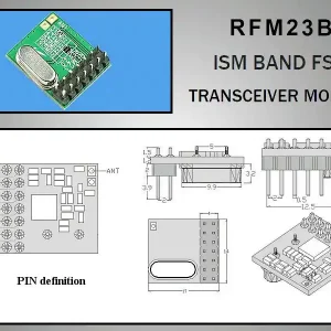 Miniatűr RF adó-vevő +13dBm/-118dBm 433MHz DIP RFM23B-433-D Újdonság