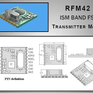Miniatűr RF adó +20dBm 915MHz SMD RFM42B-915-S1 Csak ma