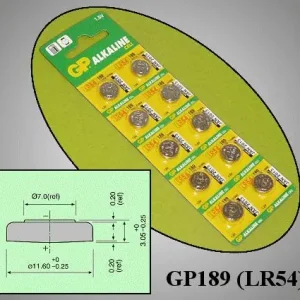 1.5V Alkáli elem GP 189, LR1130, LR54, V10GA, AG10 BAT LR1130 GP Eredeti