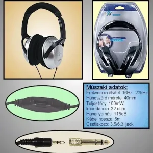 16-22.000Hz/115dB 3.5mm+6.3mm HEAD PHONE 12 Alacsony ár