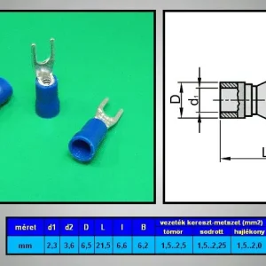 Villás saru M3-as csavaros alá, kék, 1,5-2,5 mm2 CS-K20301525/B Autentikus