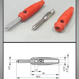 4mm banándugó piros csavaros 60V/16A CSAT-B003/R Olcsó