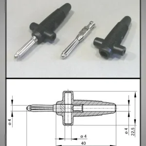 4mm banándugó fekete vezeték + aljzat 60V/30A CSAT-B007/B Eredeti