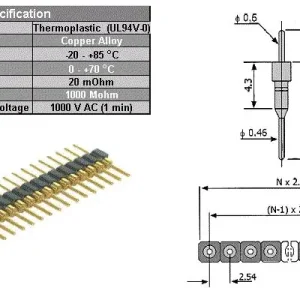 32p egysoros tüskesor RM-2,54 láb átmérő: 0,46 és 0,6mm IC-P 32P Pénzvisszafizetés