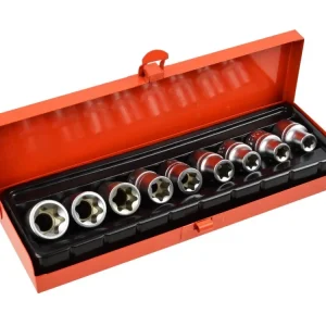 Geko E Torx dugókulcs készlet, belső, 1/2", 9db Újdonság