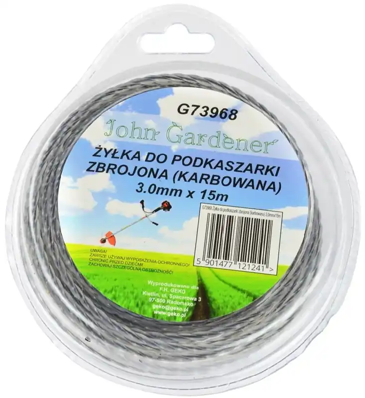 Geko John Gardener fűnyíró damil, megerősített, hullámos, 3mm, 15m Gyors szállítás