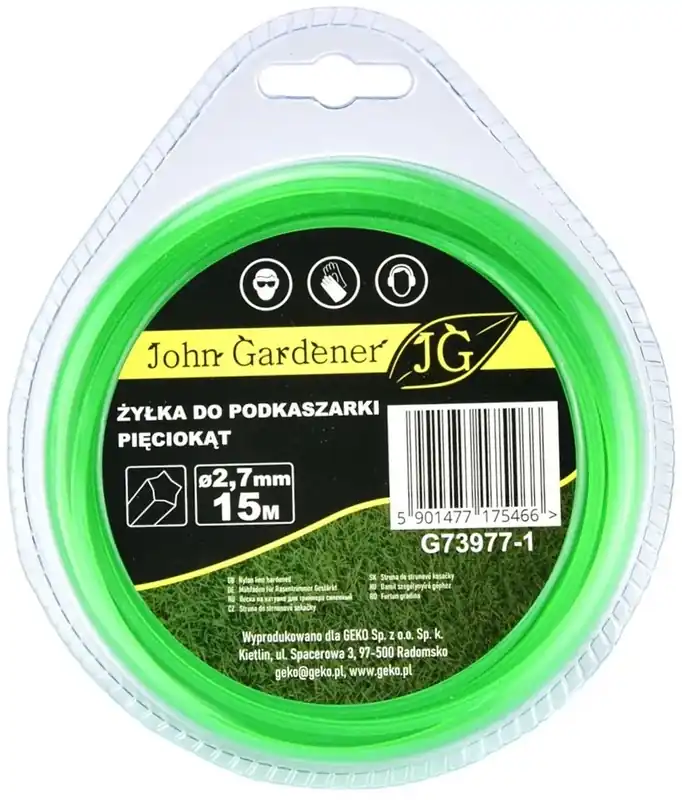 Geko John Gardener fűnyíró damil, ötszögletű, 2.7mm, 15m Akció