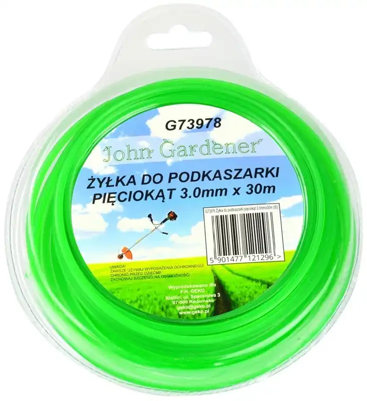 Korlátozott ajánlat Geko John Gardener fűnyíró damil, ötszögletű, 3mm, 30m