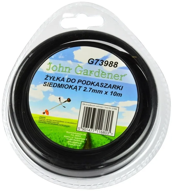 Geko John Gardener fűnyíró damil, hétszögletű, 2.7mm, 10m Alacsony ár