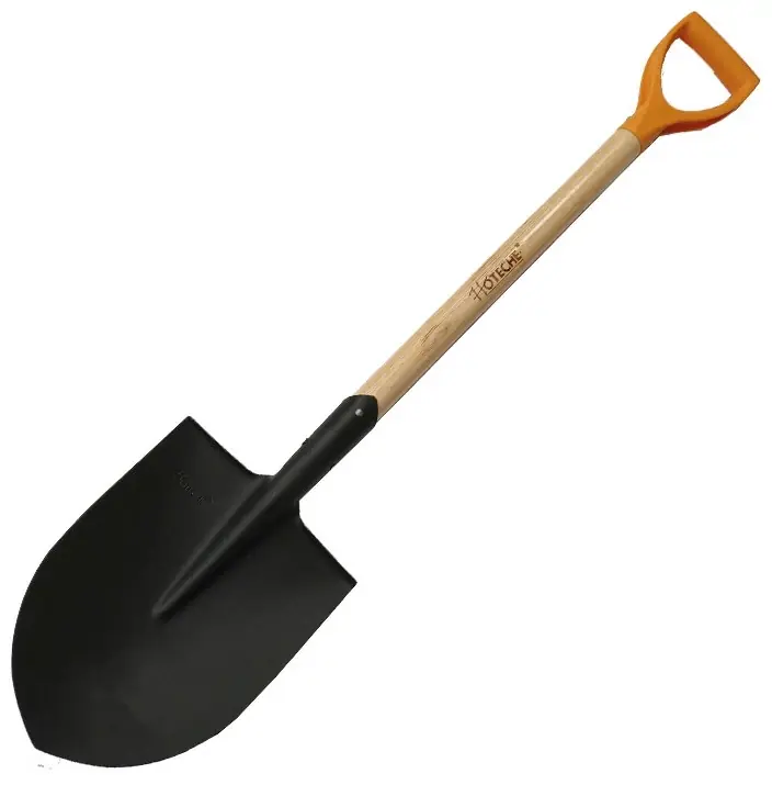 Hoteche ásó rövid fa nyéllel, D-markolat, lapított fej, 1m Eredeti