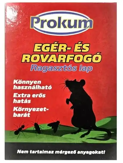 Prokum rágcsáló- és rovarfogó ragasztós lap, 16.5x12cm Kiváló minőség