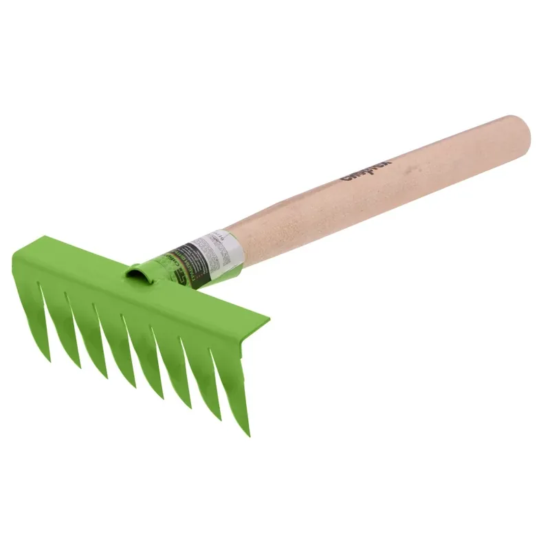 Palisad Mini gereblye, csavart, fa nyél, 8 ág, 160x390mm Népszerű