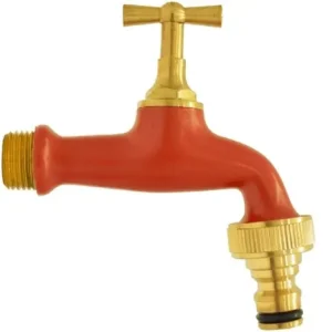 Prémium Réz kerti kifolyó, tömlővéges, 1/2", piros