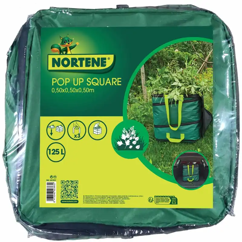Olcsó Nortene Pop Up Square felugró lombgyűjtő zsák, fedéllel 125 liter