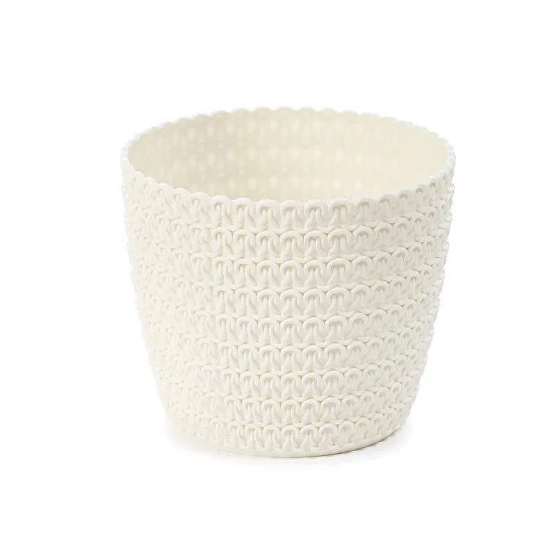 Lamela Magnolia Jersey kaspó 26cm, kerek, krém Kiváló minőség