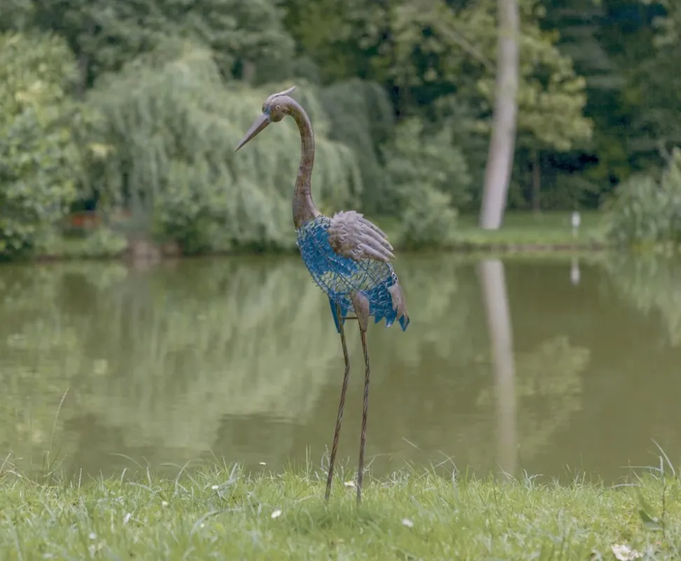 Nortene Heron kócsag figura, rozsdás hatású, 45x22x90cm Gyors szállítás