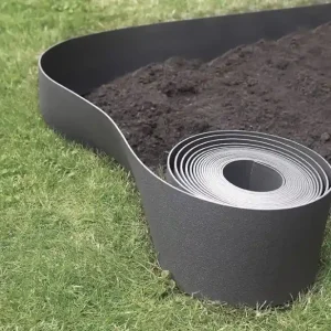 Kiváló minőség Nortene Etik Bordura újrahasznosított ágyásszegély, rugalmas, szürke, 1000x0.3x15cm