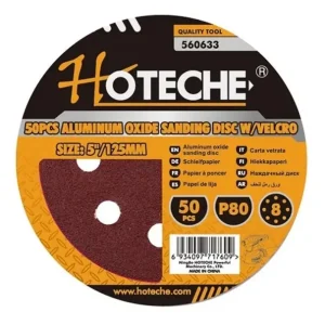 Olcsó Hoteche tépőzáras csiszolópapír, 8 lyuk, 125mm, P80, 50db