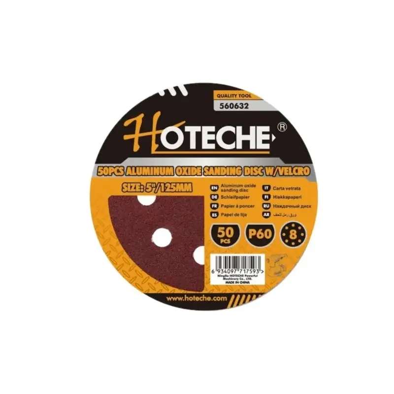 Korlátozott ajánlat Hoteche tépőzáras csiszolópapír, 8 lyuk, 125mm, P60, 50db