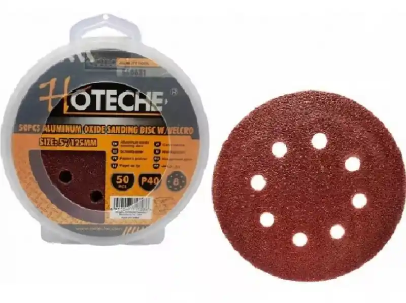 Hoteche tépőzáras csiszolópapír, 8 lyuk, 125mm, P40, 50db Kiváló minőség
