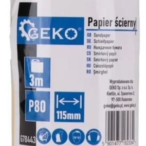 Geko csiszolópapír tekercs, 3mx115mm, P80 Népszerű