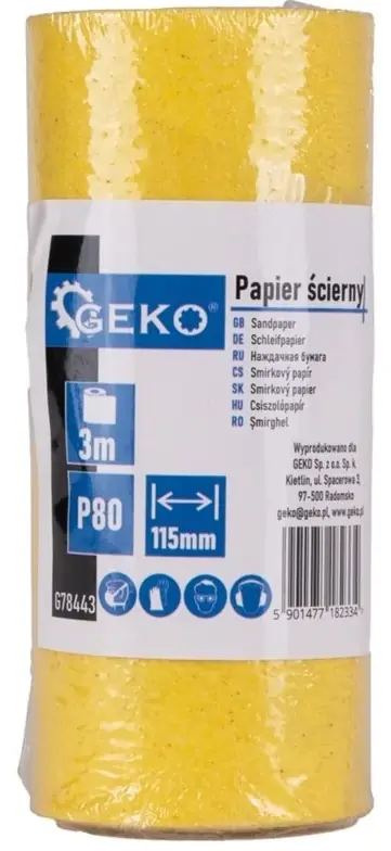 Geko csiszolópapír tekercs, 3mx115mm, P80 Népszerű