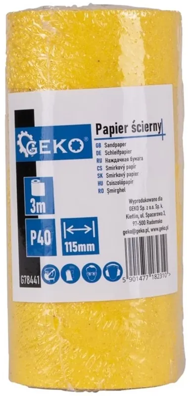 Geko csiszolópapír tekercs, 3mx115mm, P40 Kiváló minőség