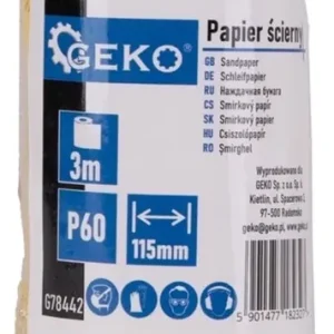 Geko csiszolópapír tekercs, 3mx115mm, P60 Gyors szállítás