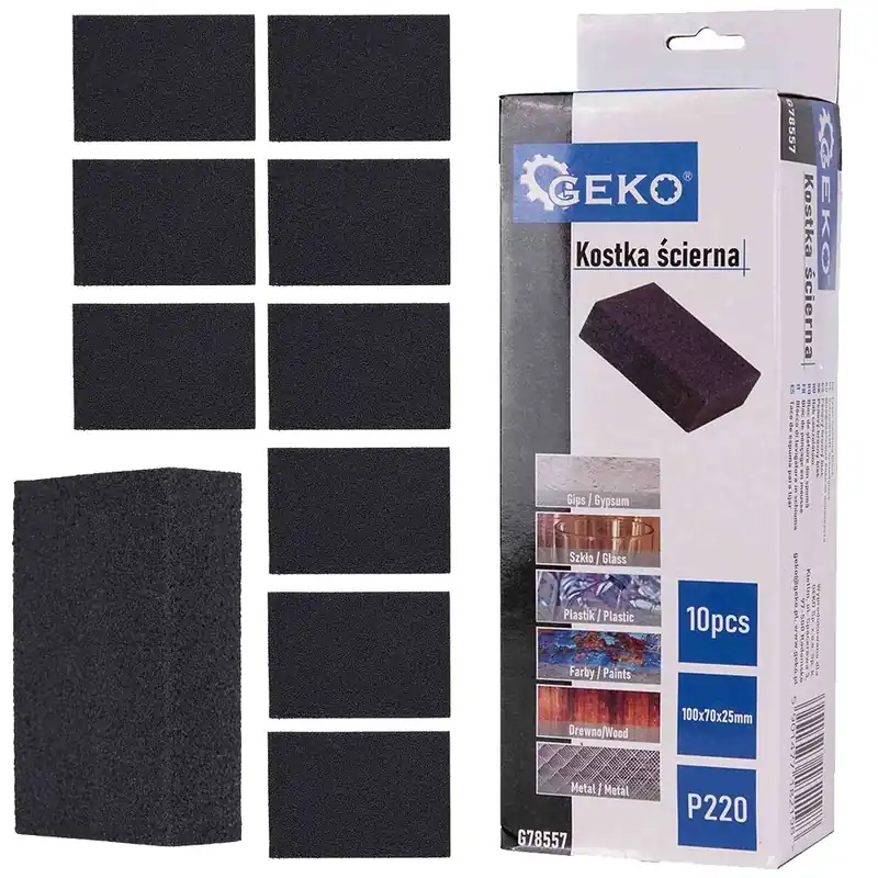 Geko csiszolóblokk, 70x100x25mm, P220, 10db Biztonságos fizetés