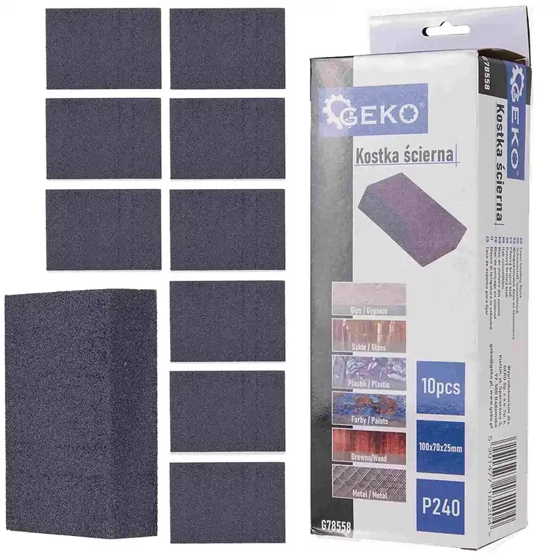 Rendeld meg most Geko csiszolóblokk, 70x100x25mm, P240, 10db