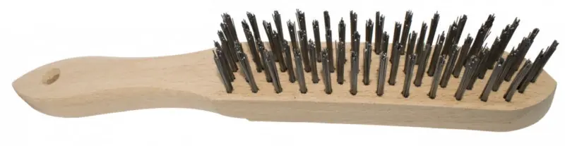 Kiárusítás Abraboro drótkefe fa nyéllel, egyenes acél, 5 soros