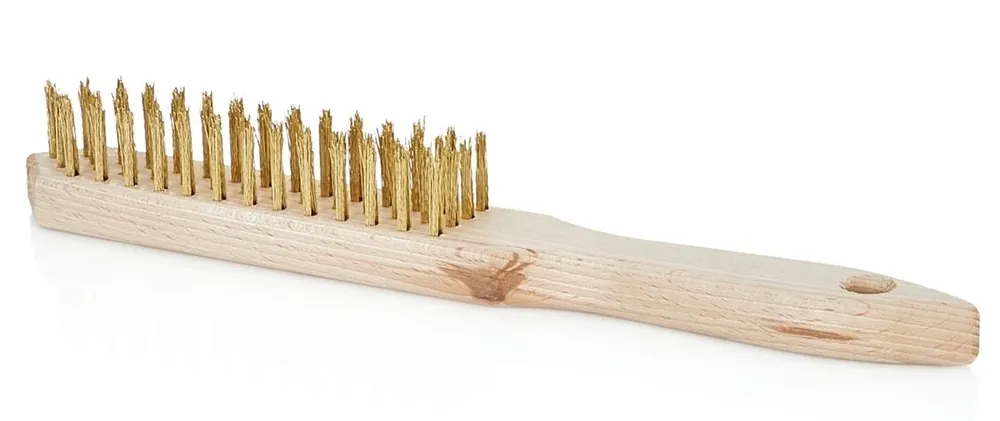 Geko drótkefe, sárgaréz, fa, 4 soros Újdonság