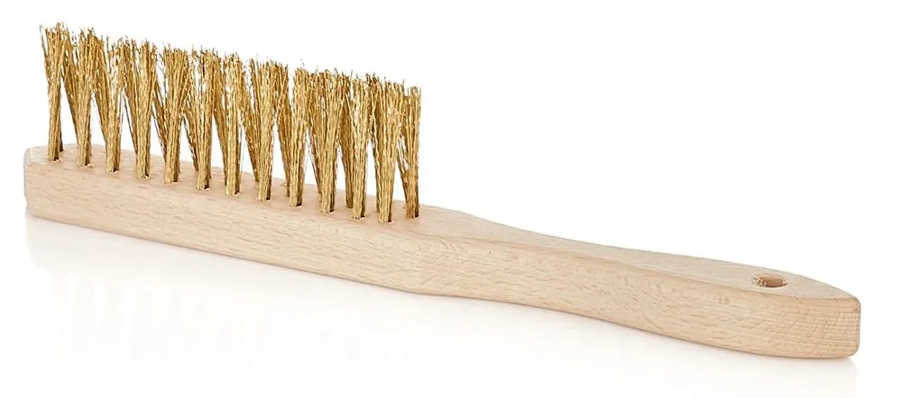 Geko drótkefe, sárgaréz, fa, 3 soros Eredeti