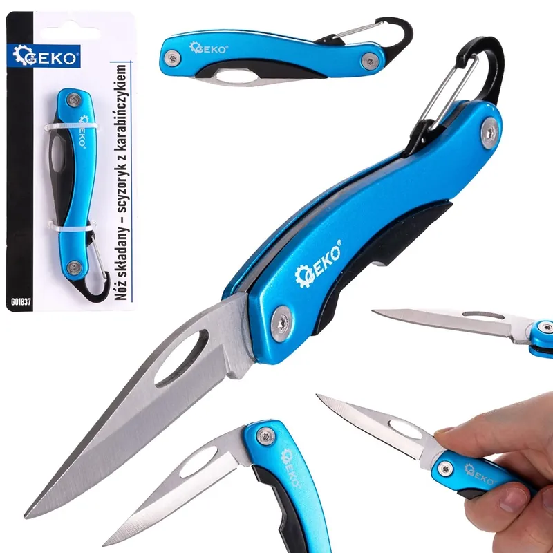 Kedvezmény Geko összecsukható zsebkés karabinerrel, 19cm