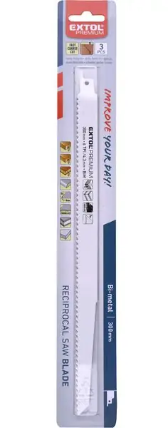 Extol szablyafűrészlap, 6T, Bimetal, 300mm, 3db Kiváló minőség
