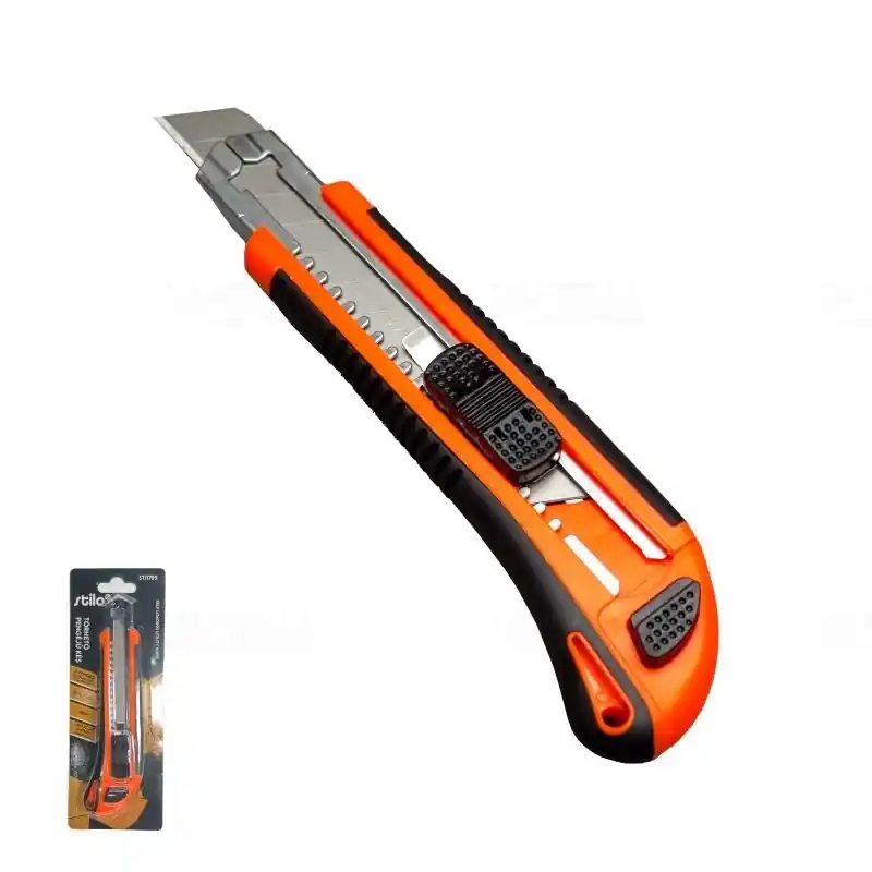 Törhető pengés kés 3db SK4 pengével, automatikus penge utántöltővel, gumírozott nyéllel Stilo STI1785 Pénzvisszafizetés