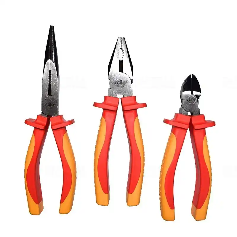 Csak ma VDE szerszámszett 3db 1000V: oldalcsípő fogó 165mm, kombinált fogó 185mm, laposcsőrű fogó 200mm, STI1678 Stilo