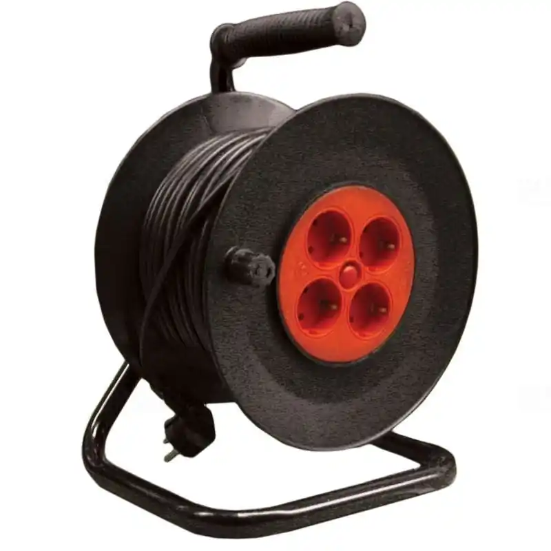 Korlátozott ajánlat 2 pólusú műanyag kábeldob fém tartóval25 Fm. MT 3x1,5 mm2 vezetékkel, 4db védőérintkezős aljzattal Stilo STI782