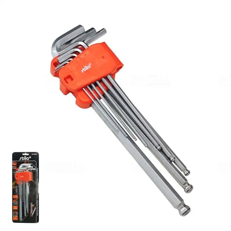 Utolsó esély Imbuszkulcs készlet hosszúszárú 9 részes, gömbfejű, Stilo STI1802