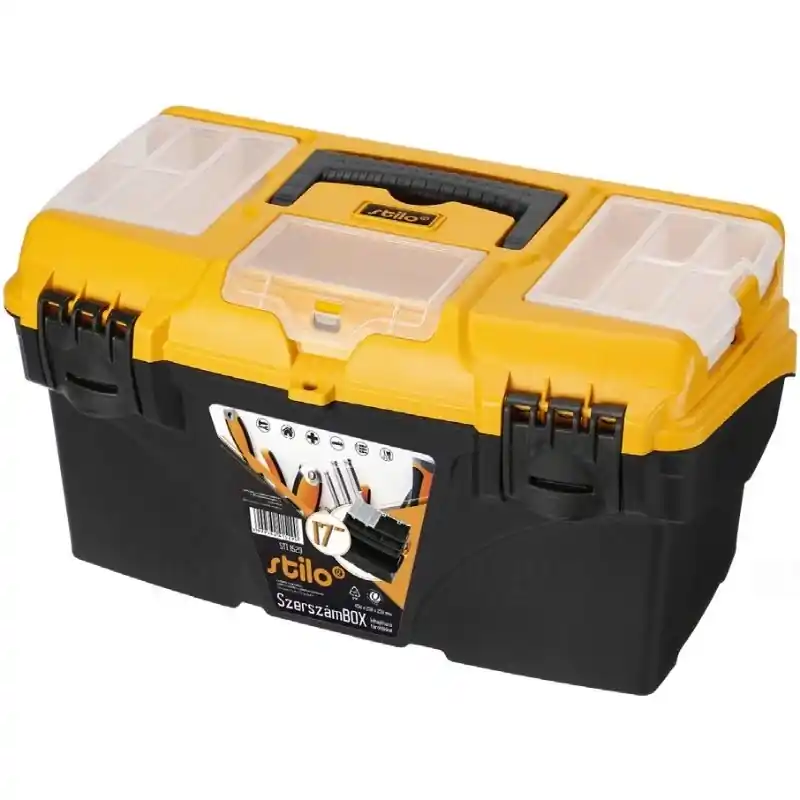 Újdonság STI1529 Stilo szerszámosláda kihajtható tárolókkal 17coll 434x250x238mm