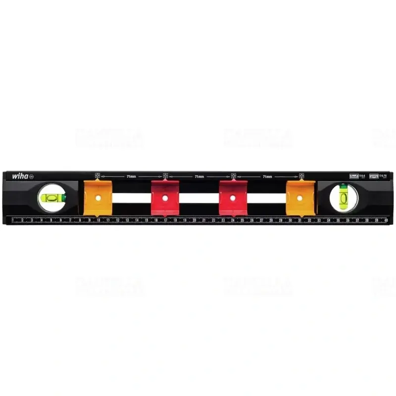 Wiha 42074 villanyszerelő vízmérték, négy süllyesztett aljzattal, libellákkal, süllyesztett aljzatok távolságainak vízszintes és függőleges méréséhez és jelöléséhez, 400mm Autentikus
